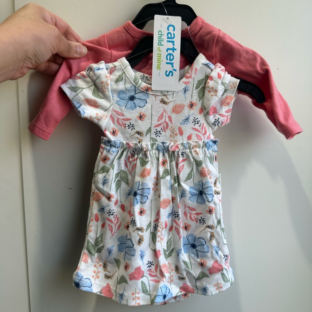 Carter's White Floral Dress Set with Pink Cardigan & Headband - Picture 11 of 11